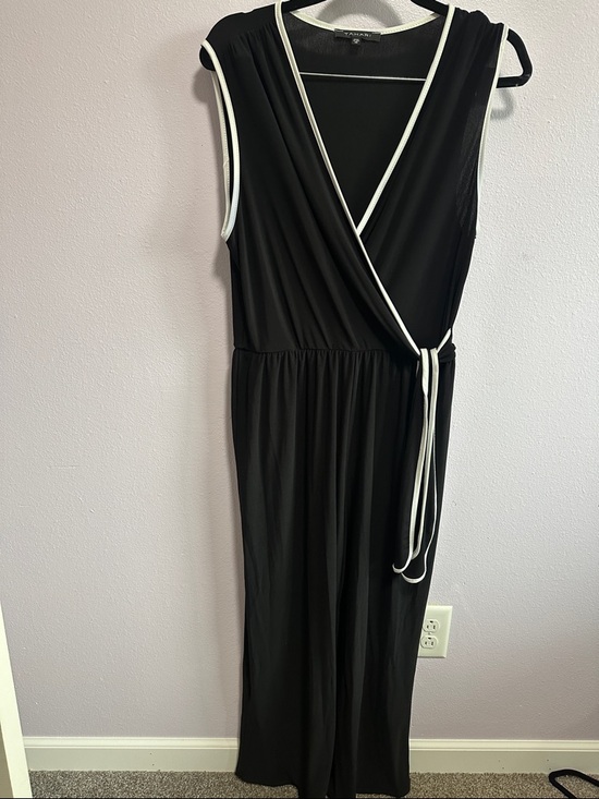 Tahari Pants - Tahari Black Jumpsuit with White Trim